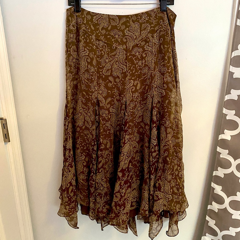 Ralph Lauren Floral brown midi skirt!